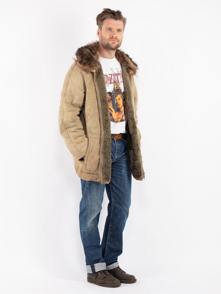 Vintage 80's Men Coat in Beige