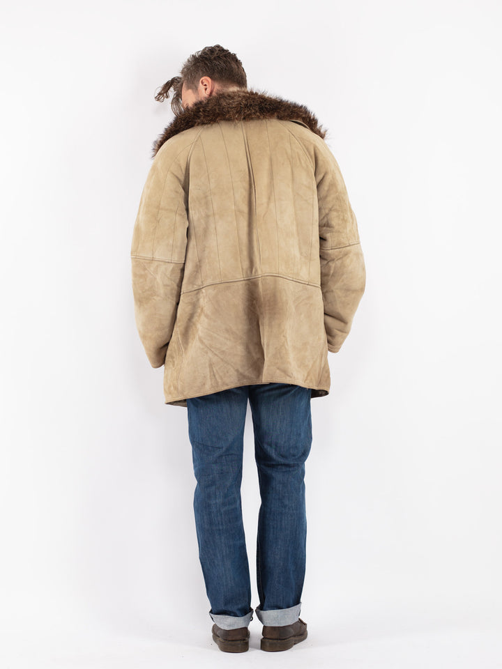 Vintage 80's Men Coat in Beige