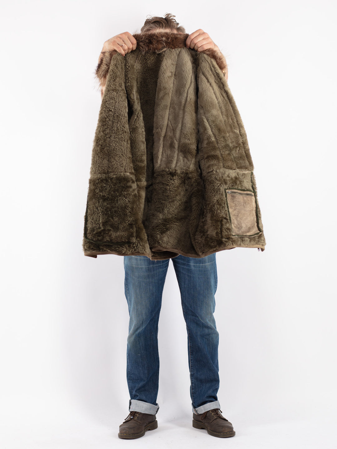 Vintage 80's Men Coat in Beige