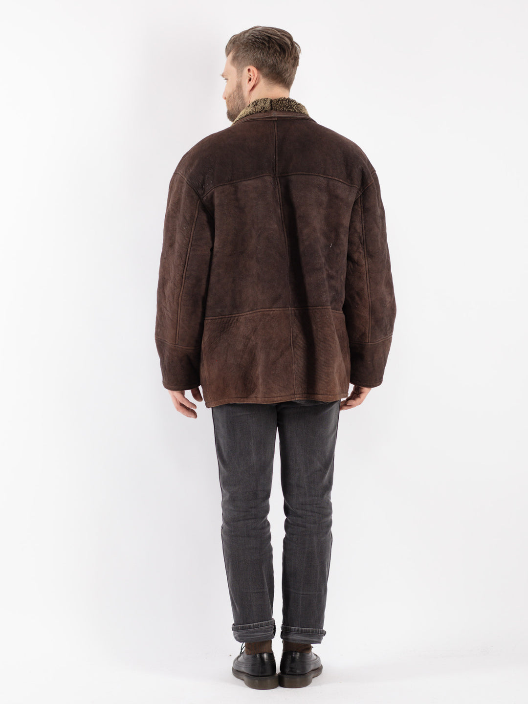 Vintage 80's Men Sheepskin Coat in Brown