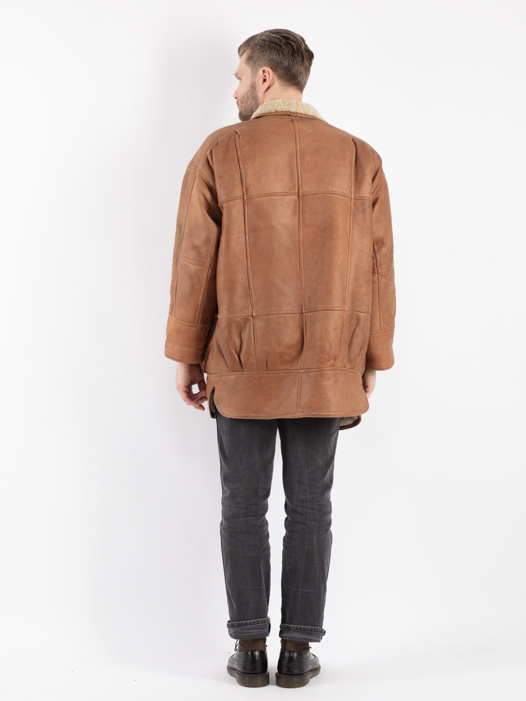 Vintage 80's Men Sheepskin Coat in Brown
