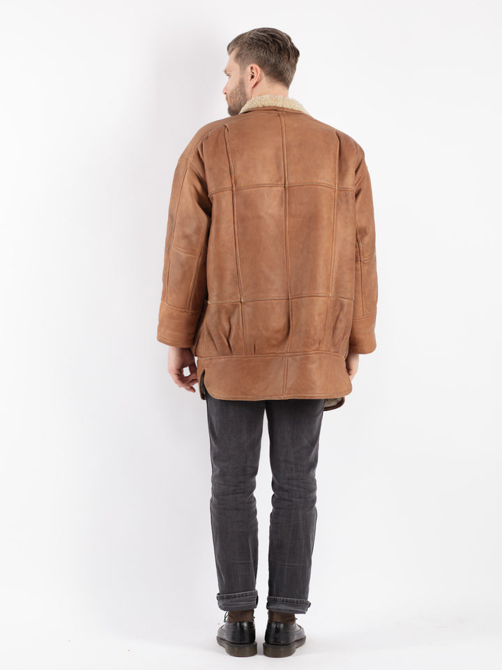 Vintage 80's Men Sheepskin Coat in Brown