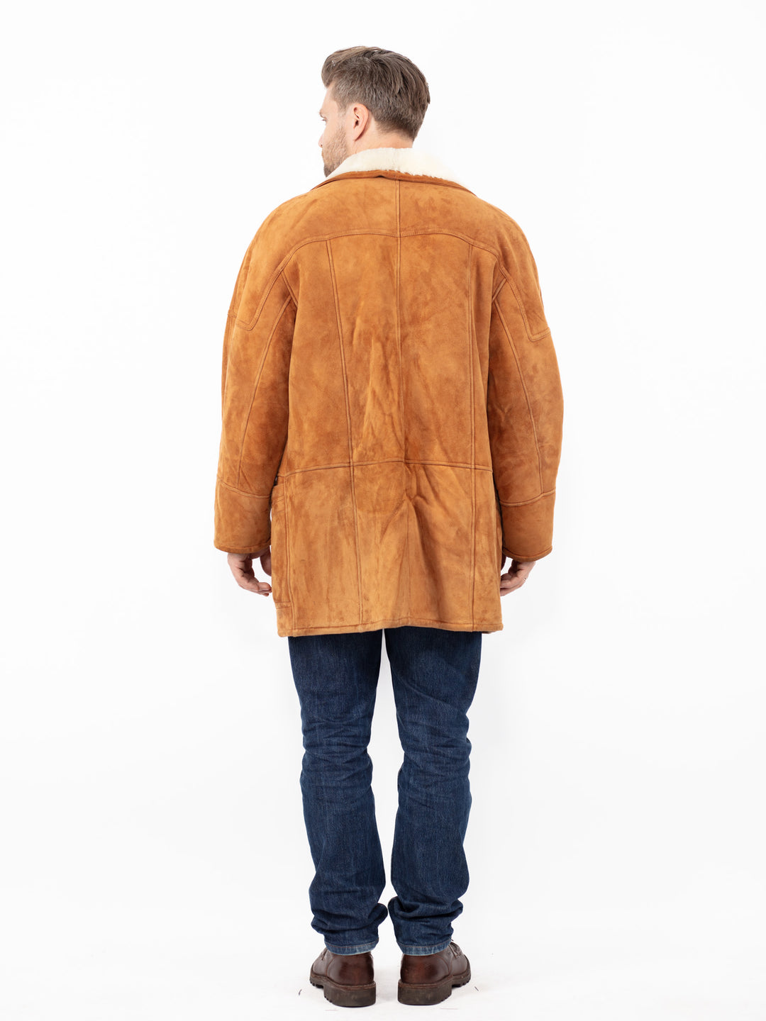 Vintage 80's Men Sheepskin Coat in Brown