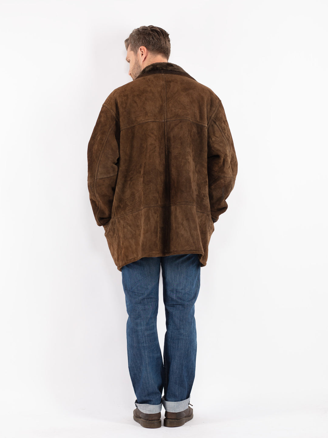 Vintage Men Sheepskin Coat in Brown