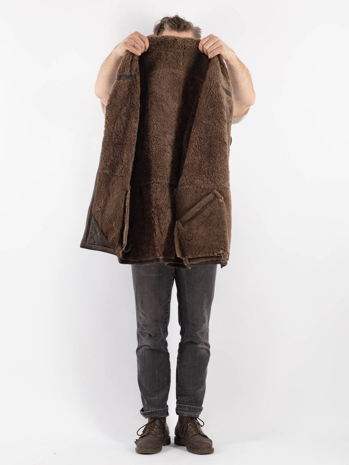 Vintage 80's Men Sheepskin Coat in BrownZ596