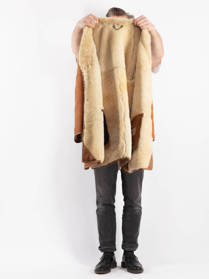 Vintage 80's Men Sheepskin Coat in BrownZ502