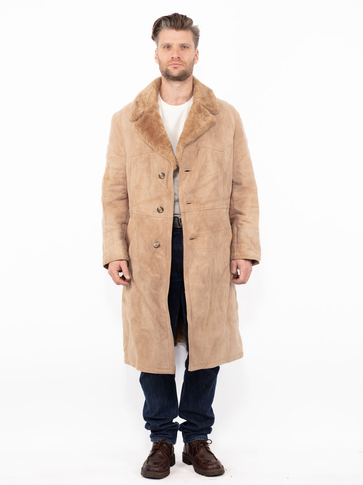 Vintage 80's Men Sheepskin Coat in BeigeZ2637