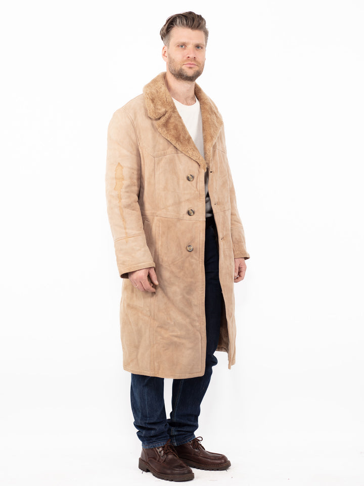 Vintage 80's Men Sheepskin Coat in BeigeZ2637