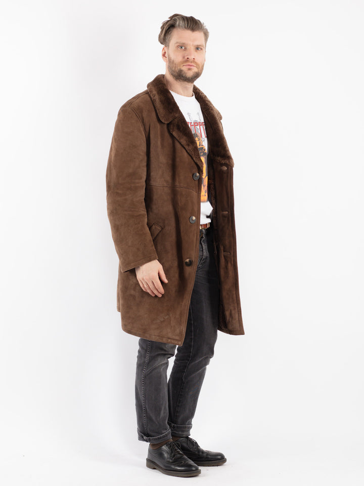 Vintage 70's Men Sheepskin Coat in Brown