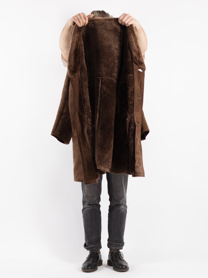 Vintage 70's Men Sheepskin Coat in Brown