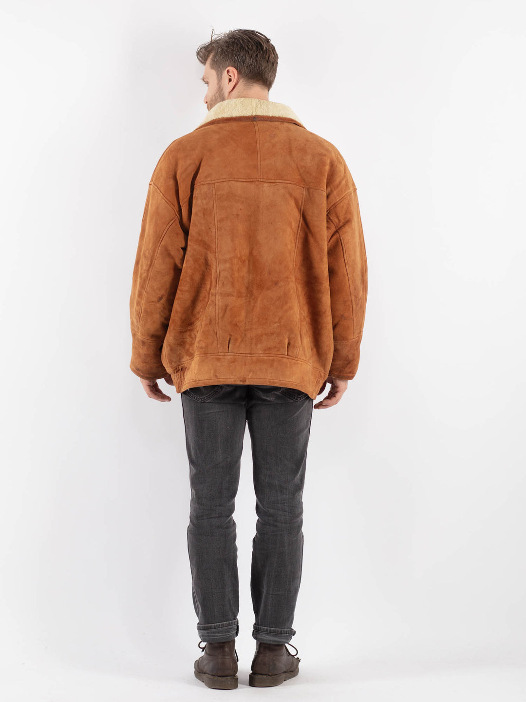 Vintage 80's Men Sheepskin Coat in BrownZ642