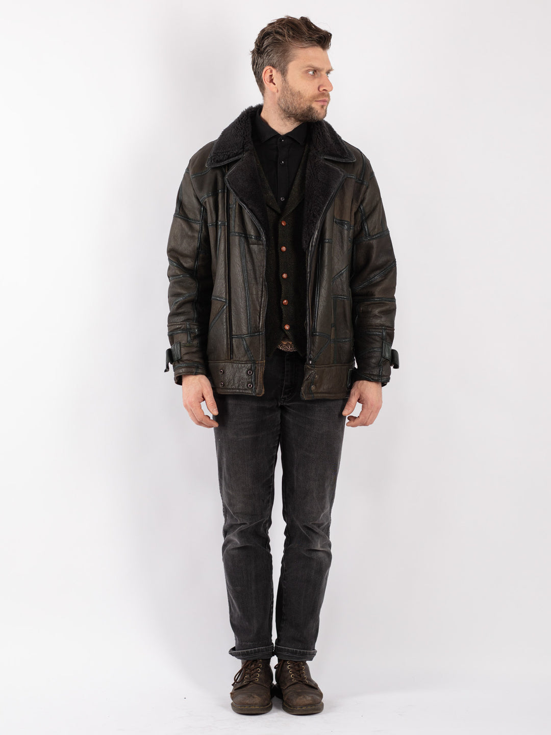 Vintage 80's Men Sheepskin in Green