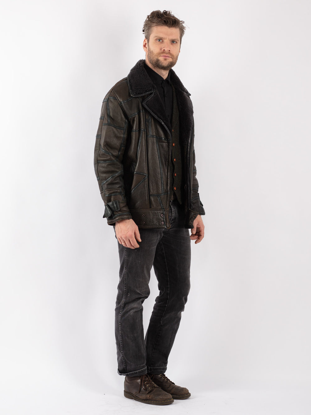Vintage 80's Men Sheepskin in Green