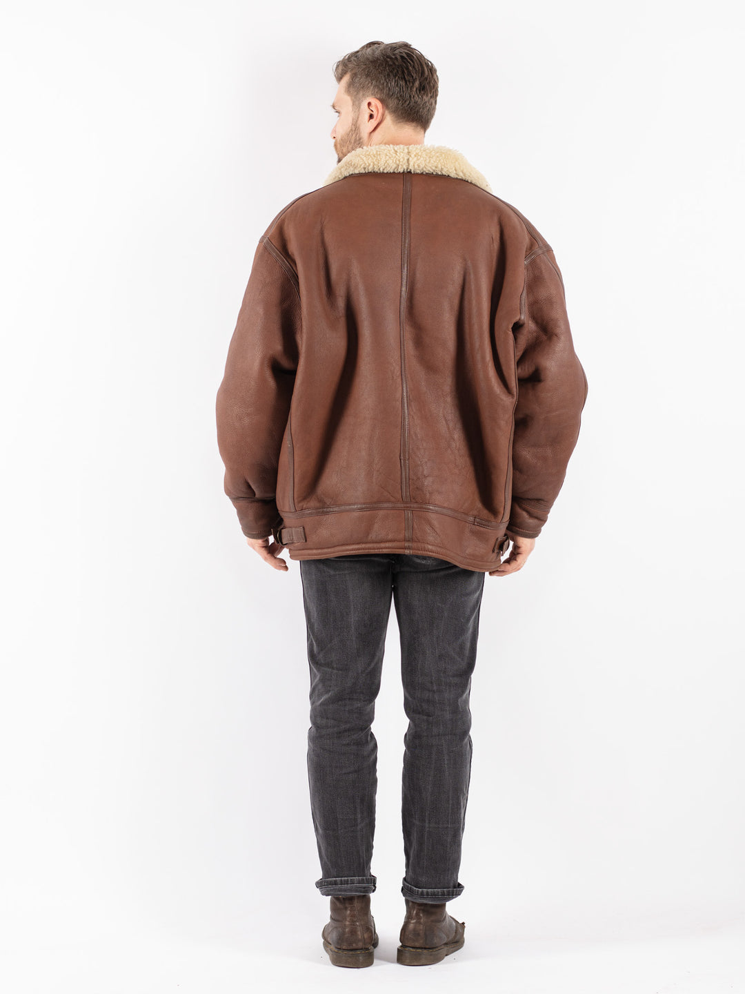 Vintage 80's Men Sheepskin Jacket in Brown