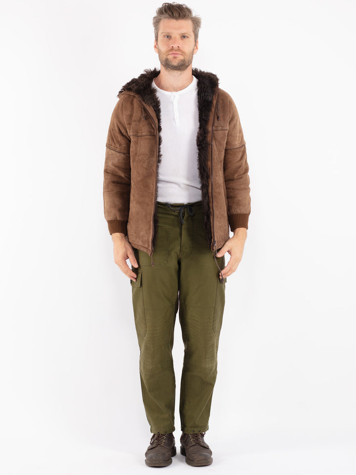 Vintage 80's Men Sheepskin Jacket in Brown