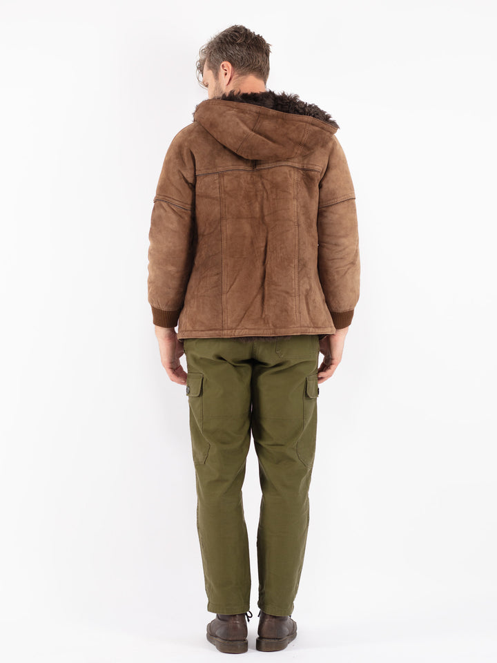 Vintage 80's Men Sheepskin Jacket in Brown