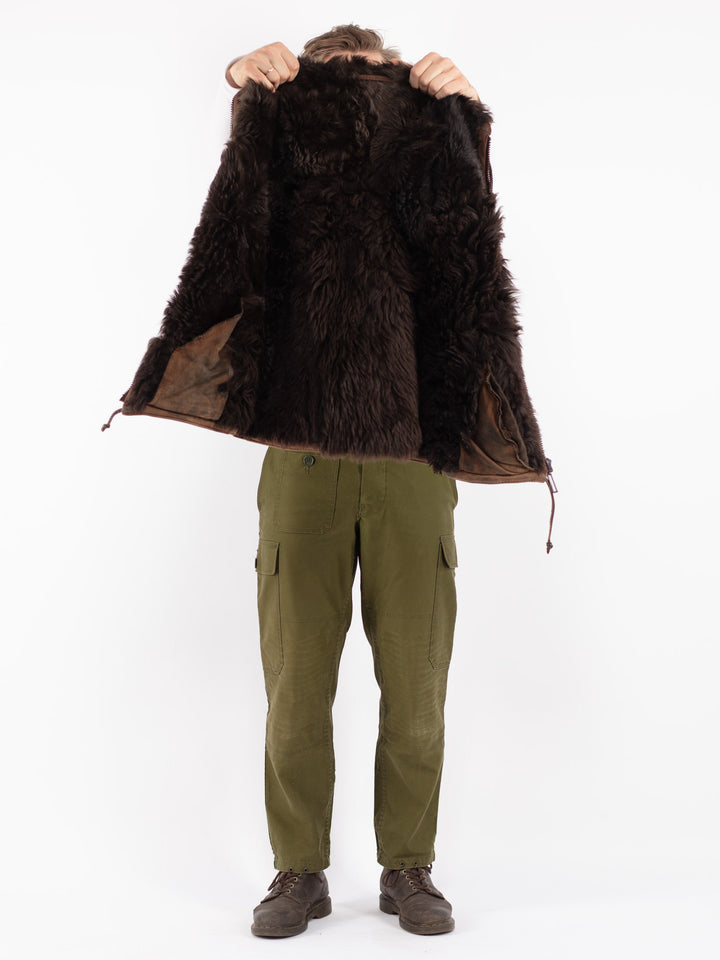 Vintage 80's Men Sheepskin Jacket in Brown