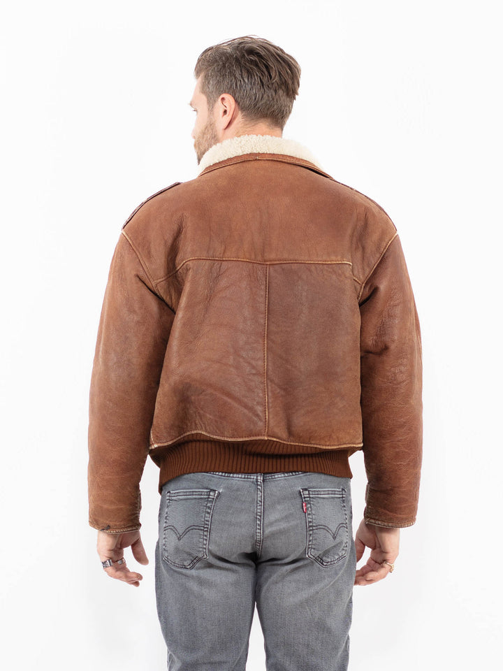 Vintage 80's Men Sheepskin Jacket in BrownZ1980