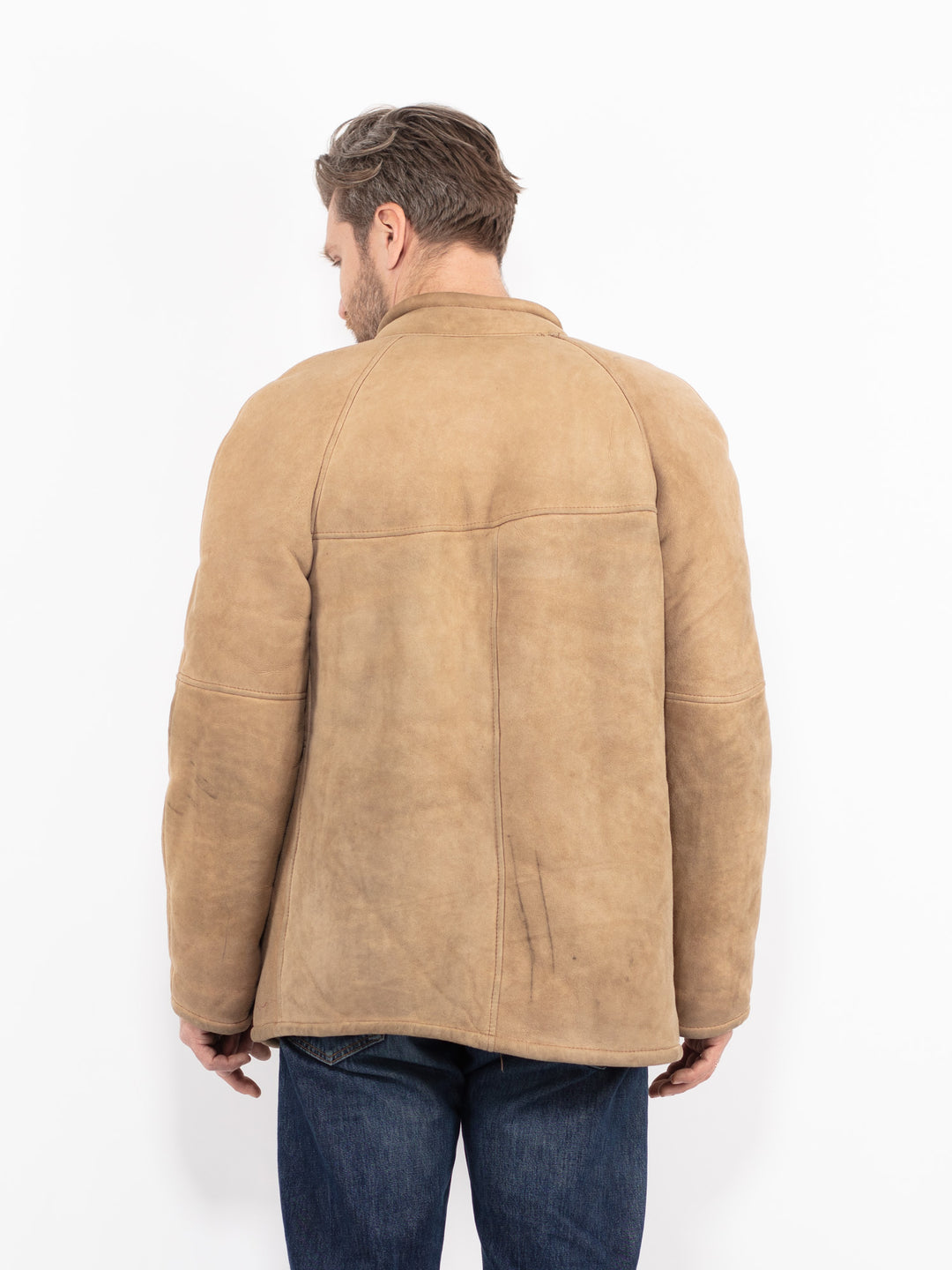 Vintage 80's Men Sheepskin Jacket in BeigeZ2736