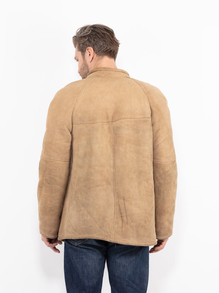 Vintage 80's Men Sheepskin Jacket in BeigeZ2736