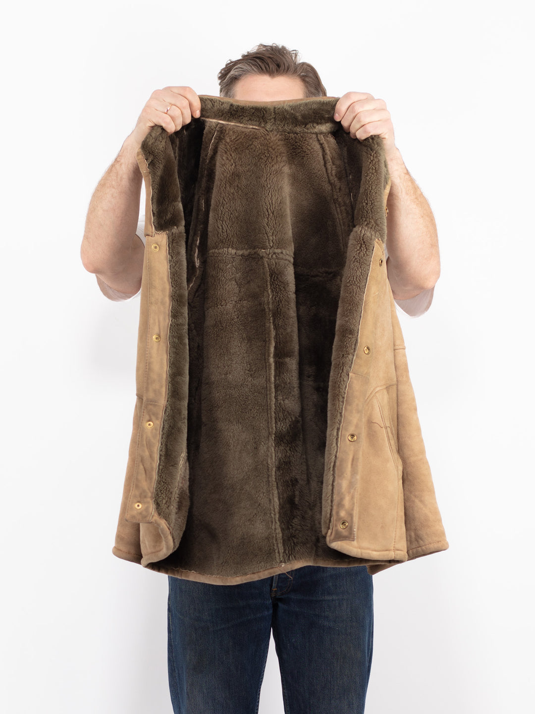 Vintage 80's Men Sheepskin Jacket in BeigeZ2736