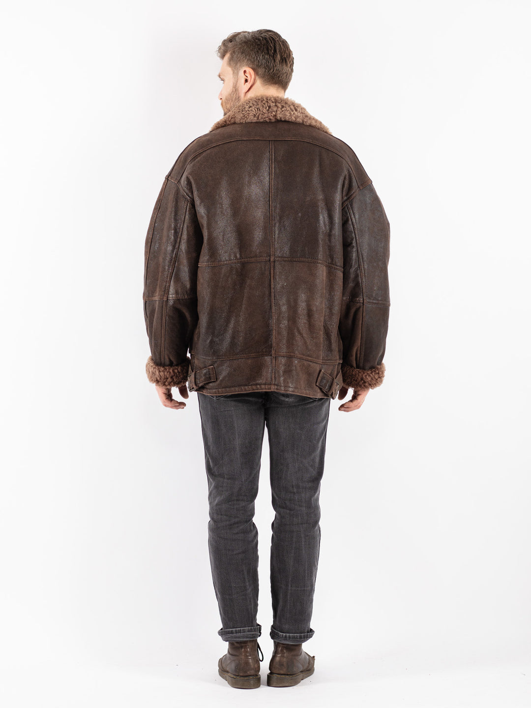 Vintage 80's Men Sheepskin Jacket in Brown