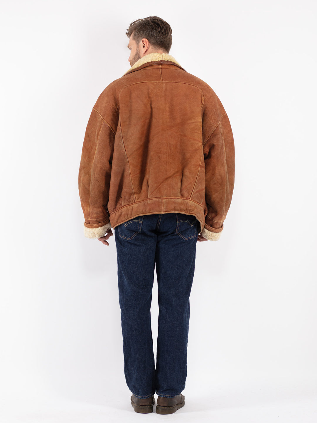 Vintage 80's Men Sheepskin Jacket in Brown