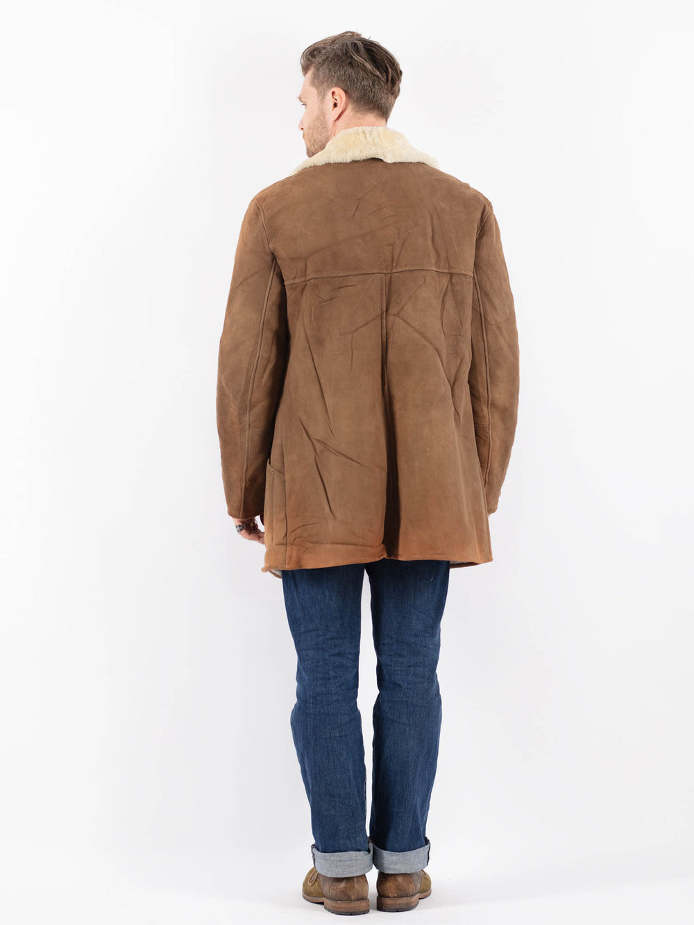 Vintage 80's Men Sheepskin Coat in BeigeZ1578