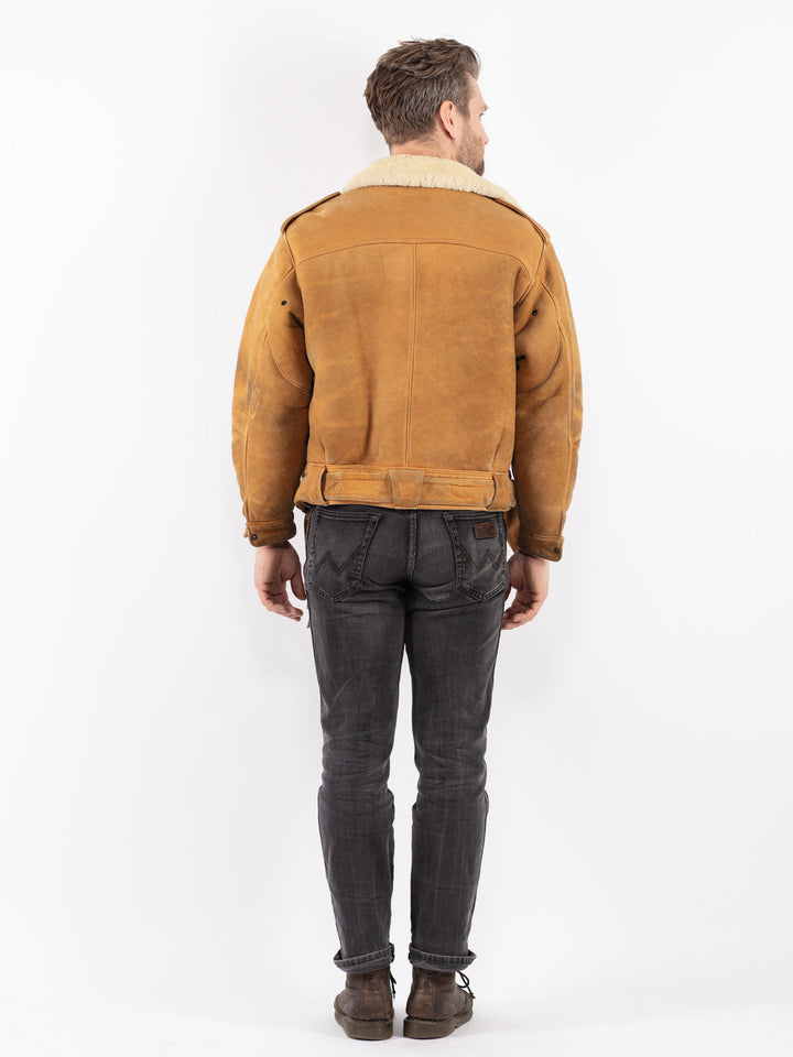Vintage 80's Men Sheepskin Jacket in Brown