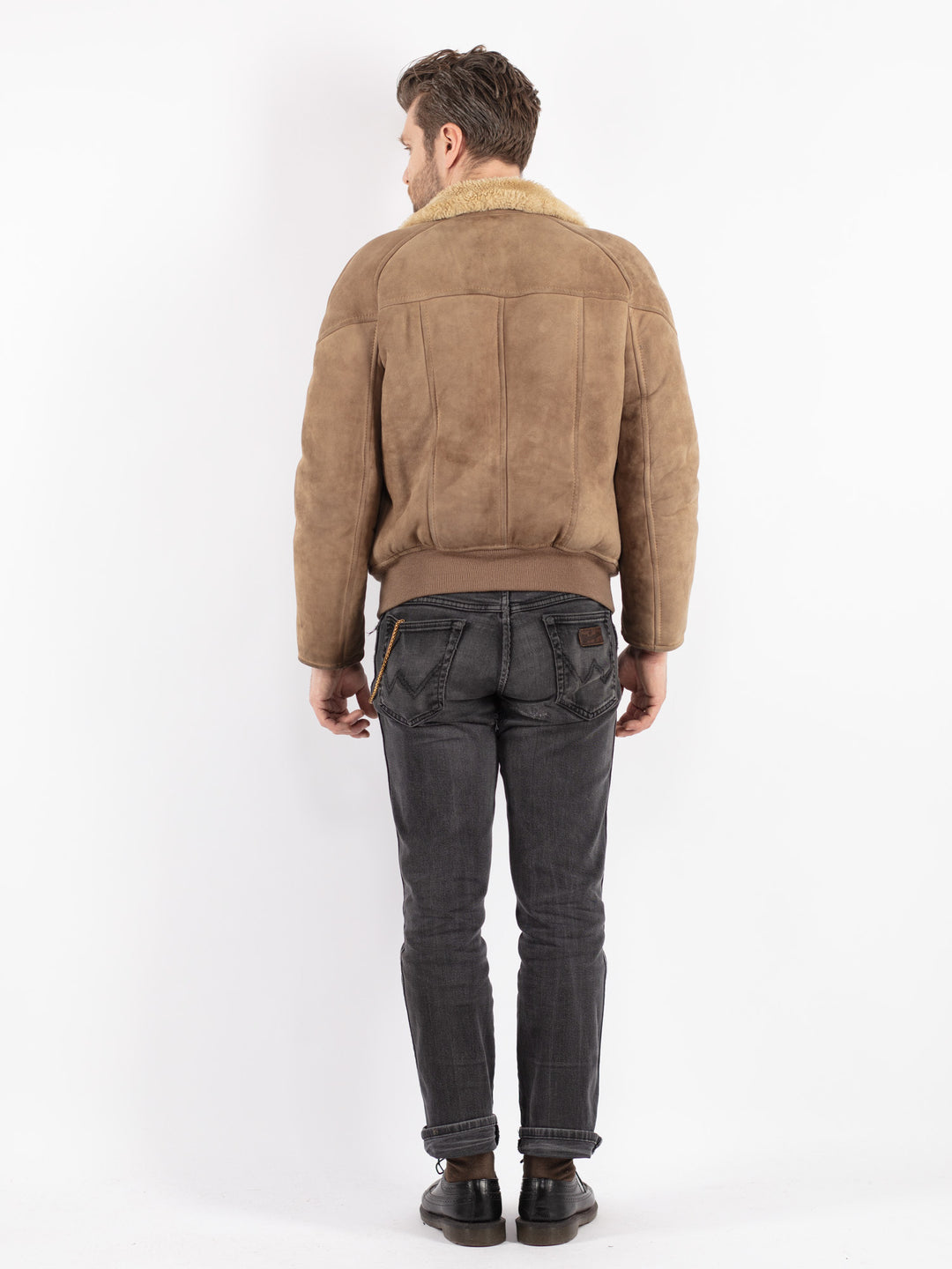Vintage 80's Men Sheepskin Jacket in BeigeZ264