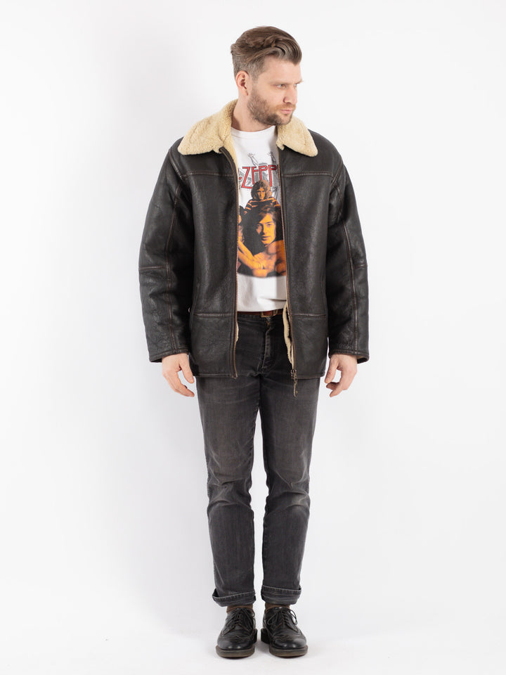Vintage 80's Men Sheepskin Jacket in Brown