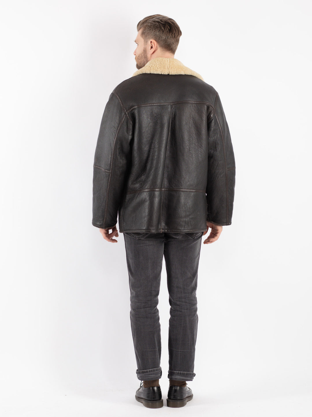 Vintage 80's Men Sheepskin Jacket in Brown