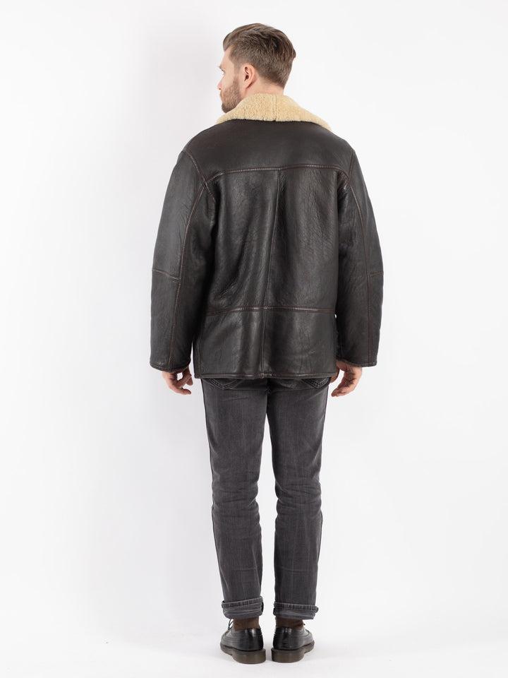 Vintage 80's Men Sheepskin Jacket in Brown