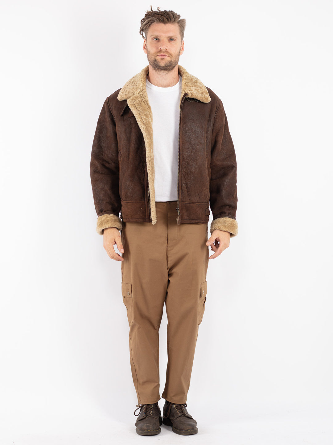 Vintage 80's Women Sheepskin Jacket in Brown