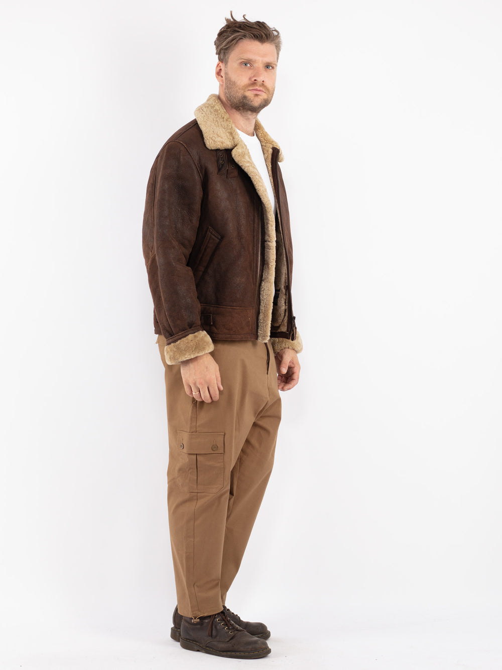 Vintage 80's Women Sheepskin Jacket in Brown