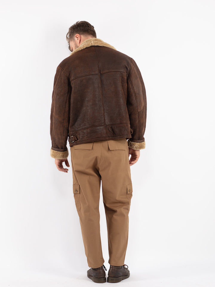 Vintage 80's Women Sheepskin Jacket in Brown