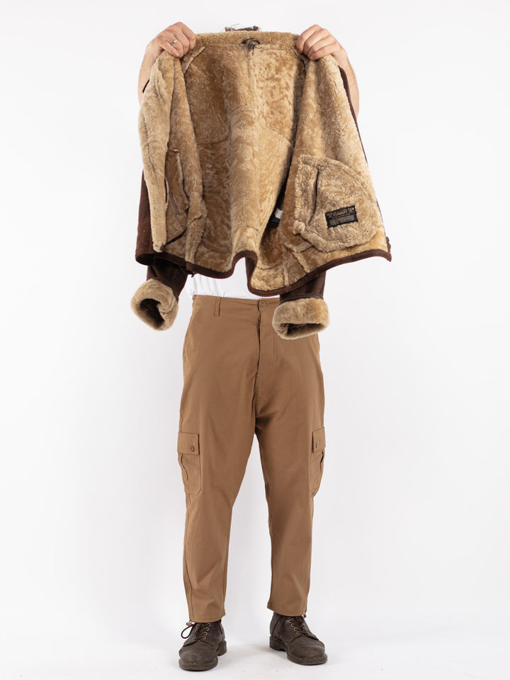 Vintage 80's Women Sheepskin Jacket in Brown