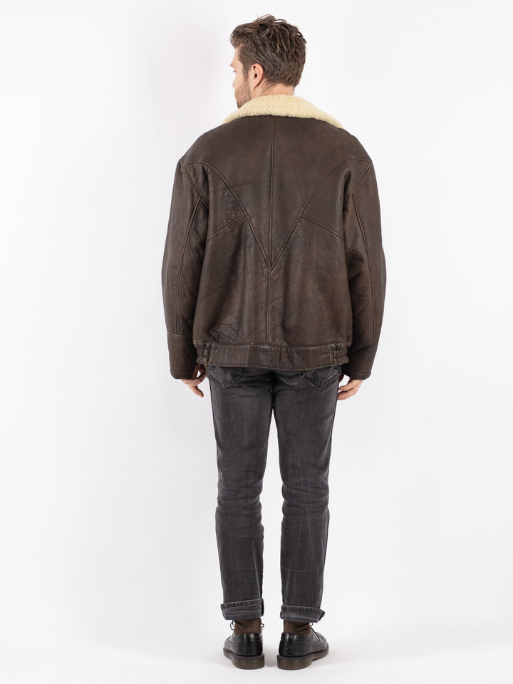 Vintage 80's Men Sheepskin Jacket in Brown