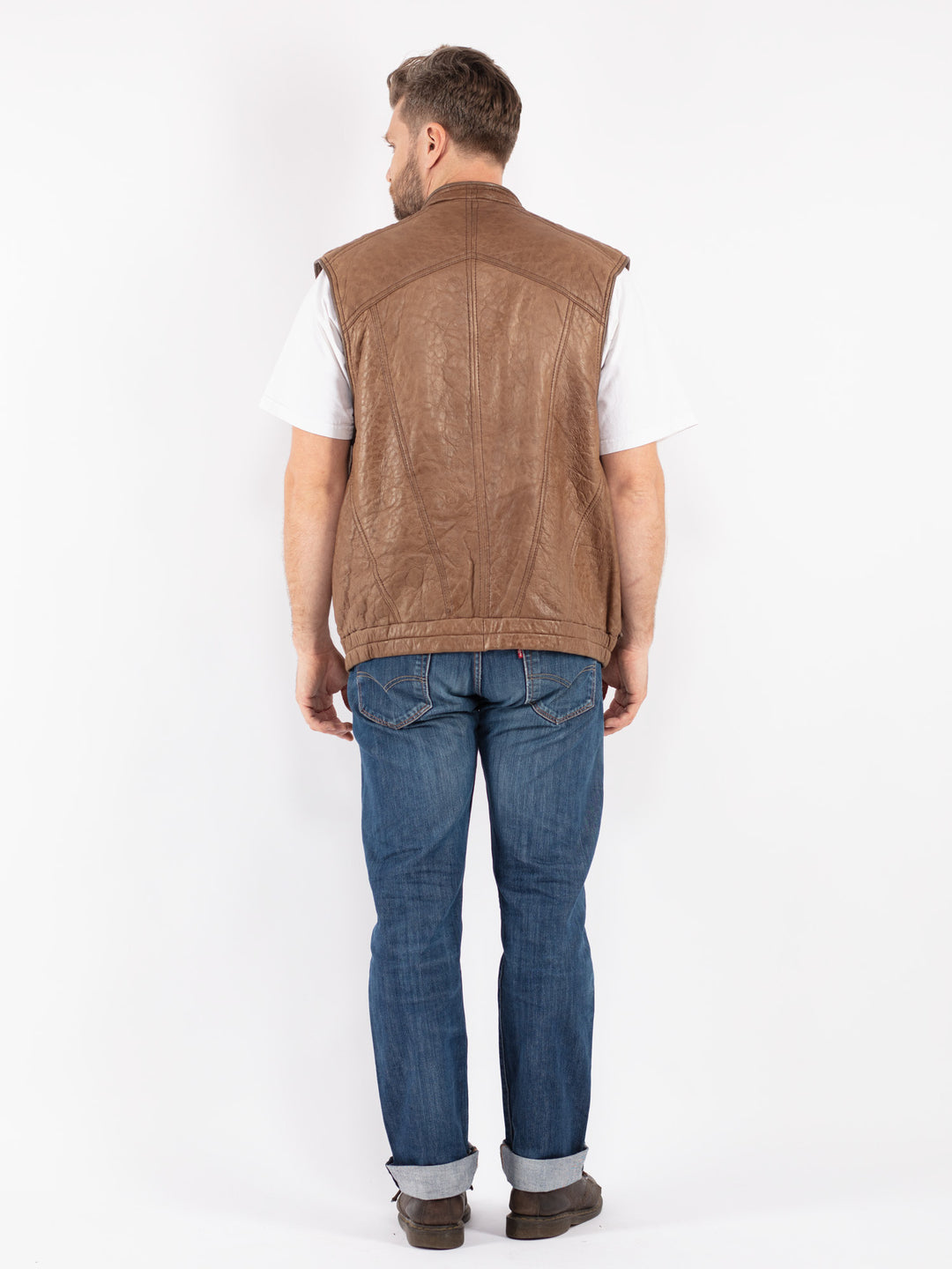 Vintage 80's Men Sheepskin Vest in Beige - NorthernGrip