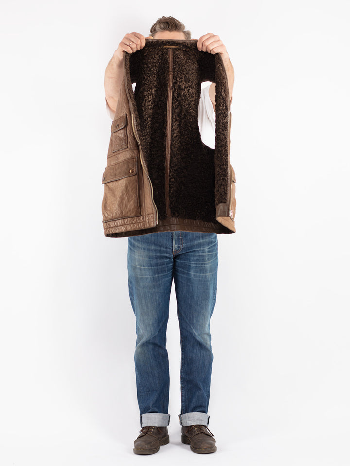 Vintage 80's Men Sheepskin Vest in Beige - NorthernGrip