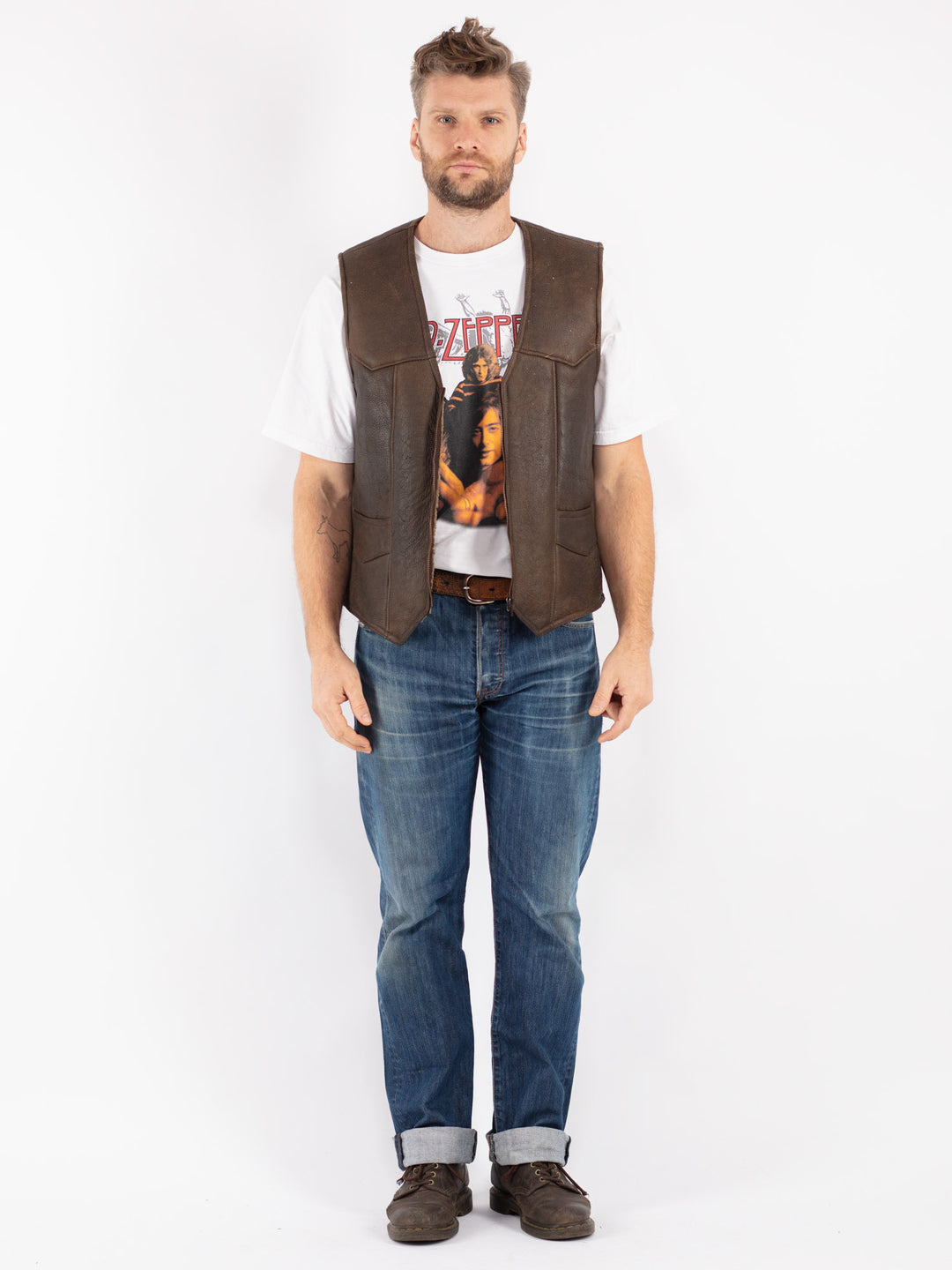 Vintage 80's Men Sheepskin Vest in