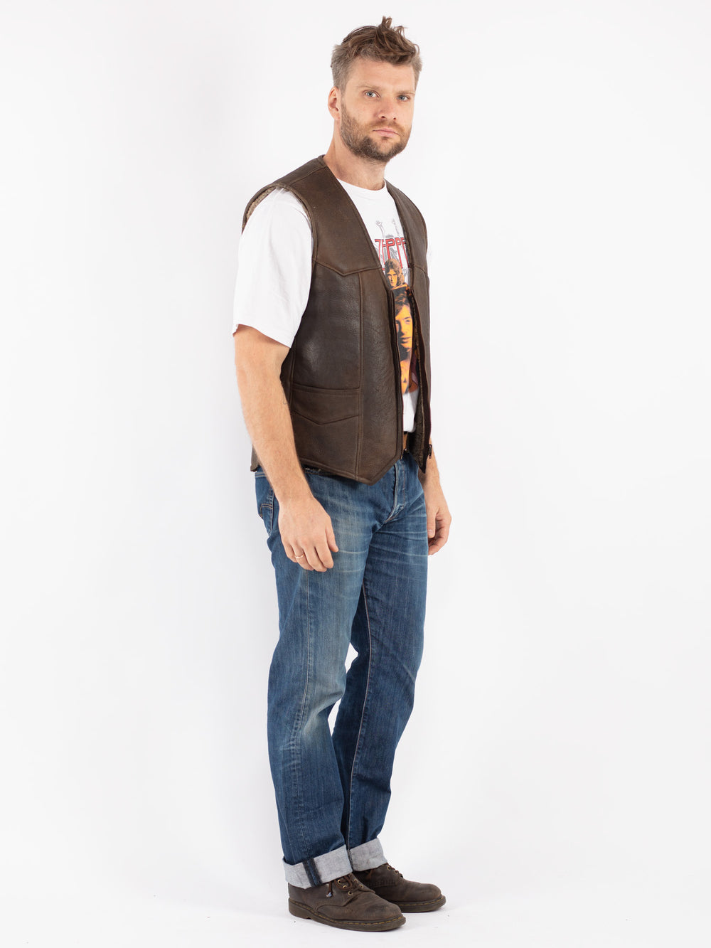 Vintage 80's Men Sheepskin Vest in