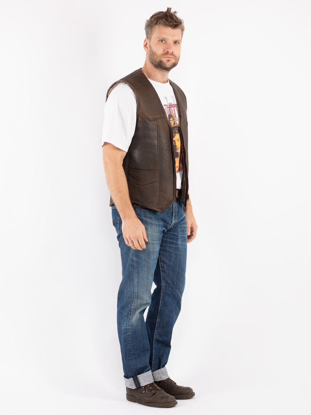 Vintage 80's Men Sheepskin Vest in