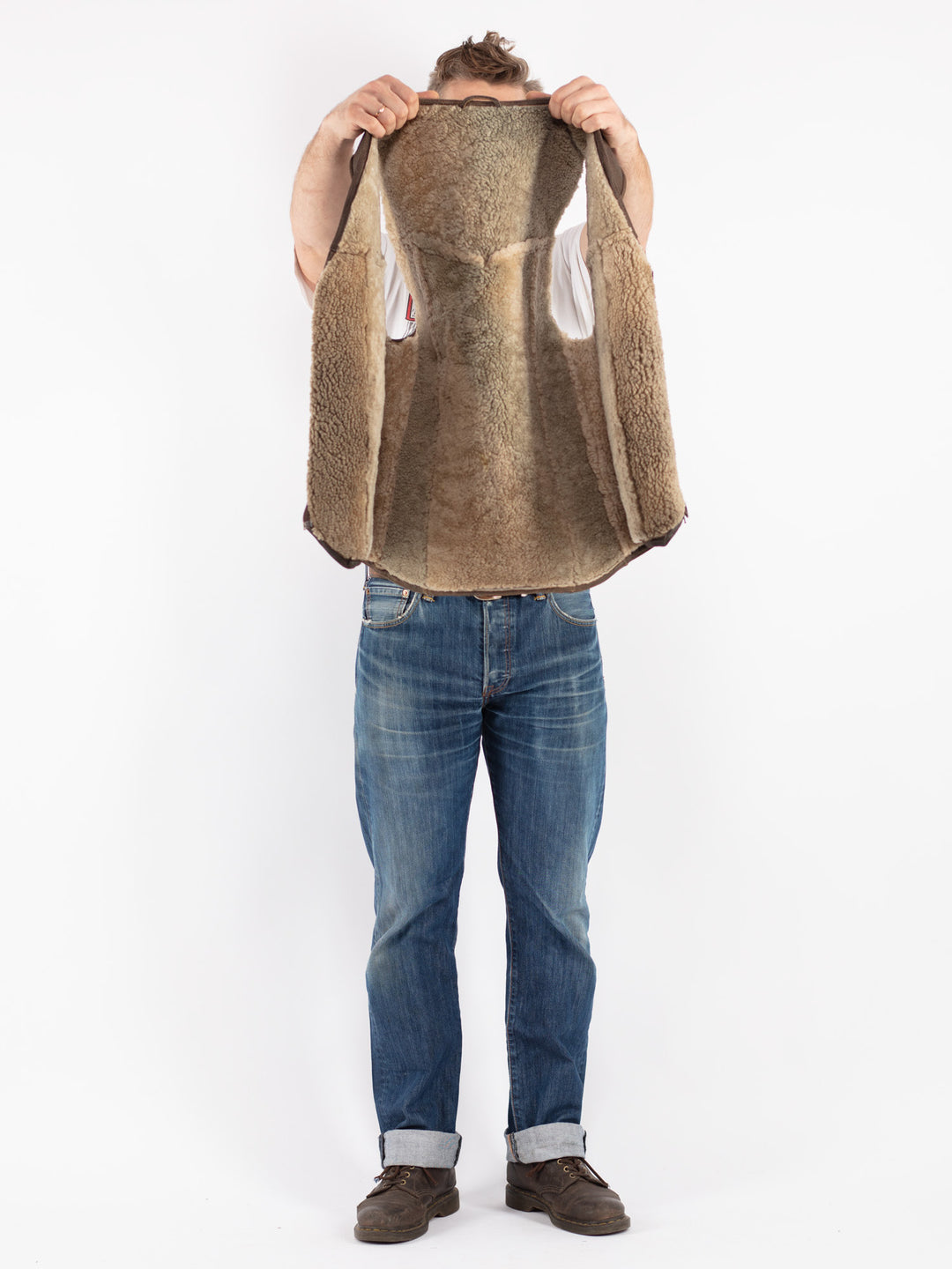 Vintage 80's Men Sheepskin Vest in