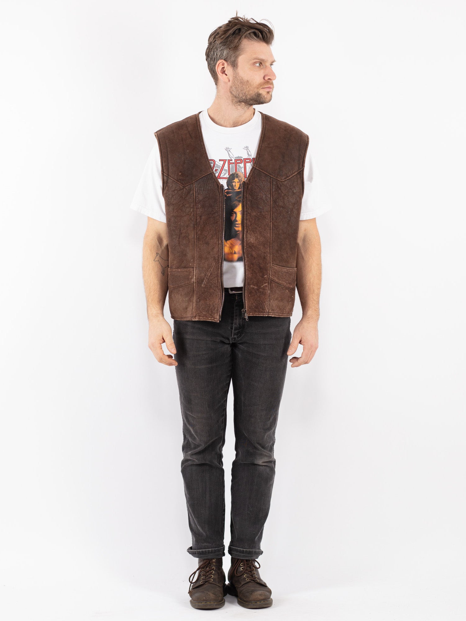 Vintage Men's shops Suede Shearling Vest Brown 4X