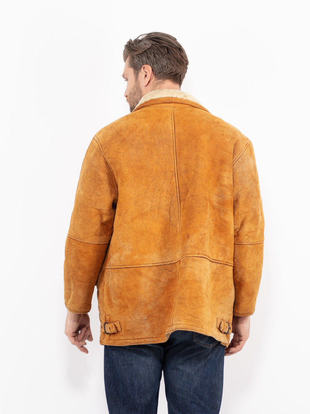 Vintage 80's Men Sheepskin Jacket in BrownZ2680