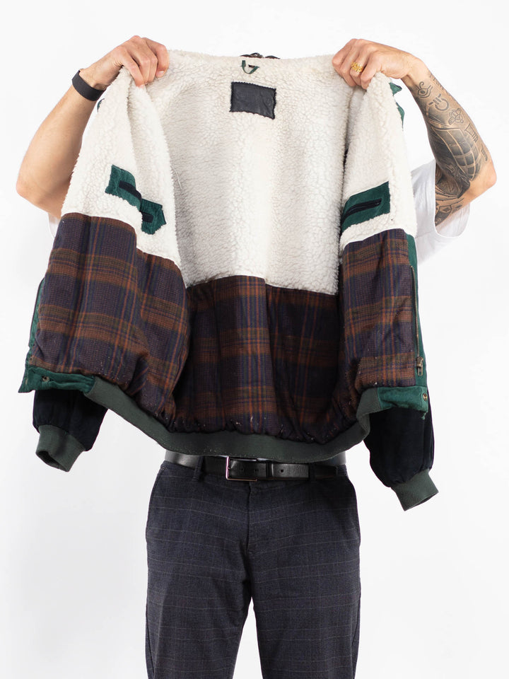 Vintage 80's Men Suede Sherpa Jacket in MultiZ2233