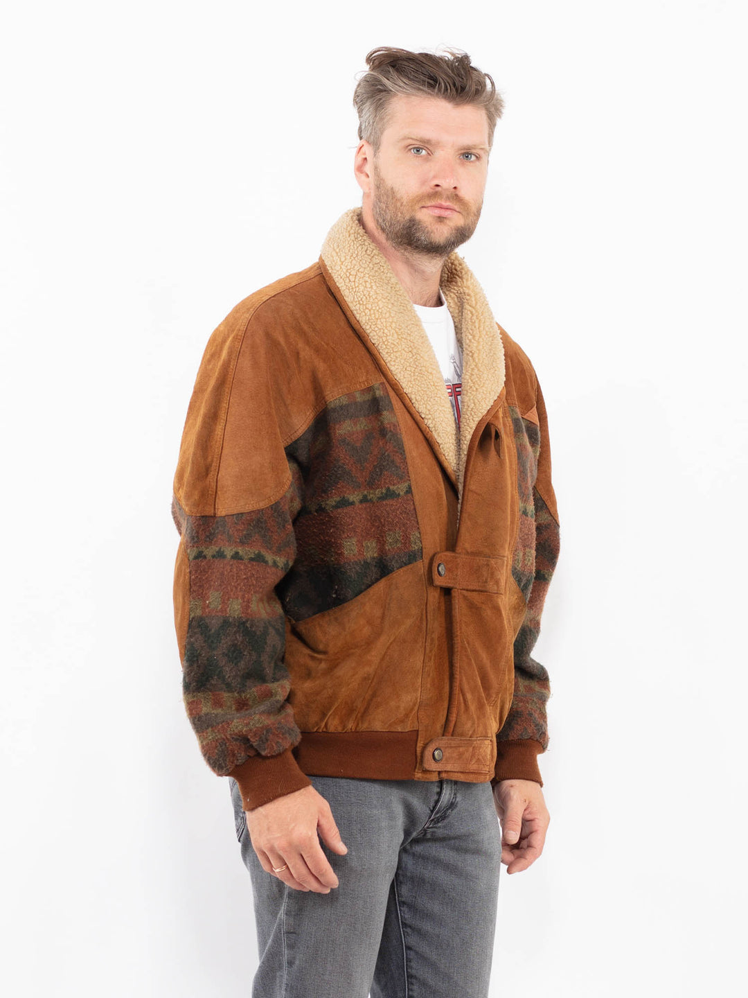 Vintage 80's Men Suede Jacket in BrownZ2301