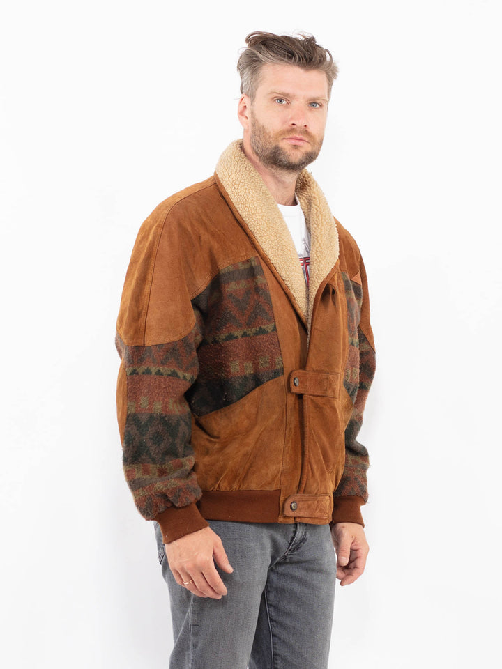 Vintage 80's Men Suede Jacket in BrownZ2301