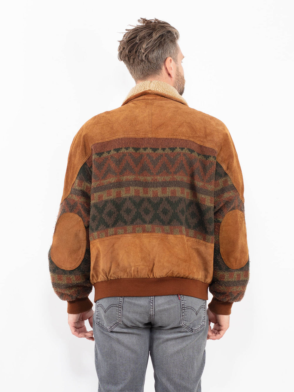 Vintage 80's Men Suede Jacket in BrownZ2301